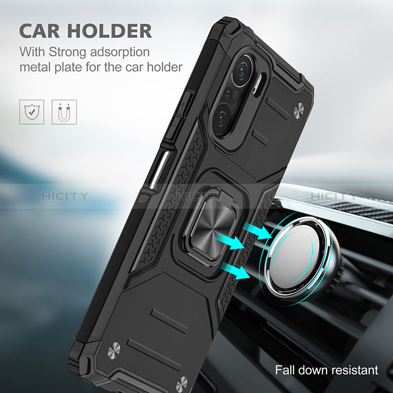 Coque Contour Silicone et Plastique Housse Etui Mat avec Magnetique Support Bague Anneau MQ1 pour Xiaomi Mi 11X 5G Plus