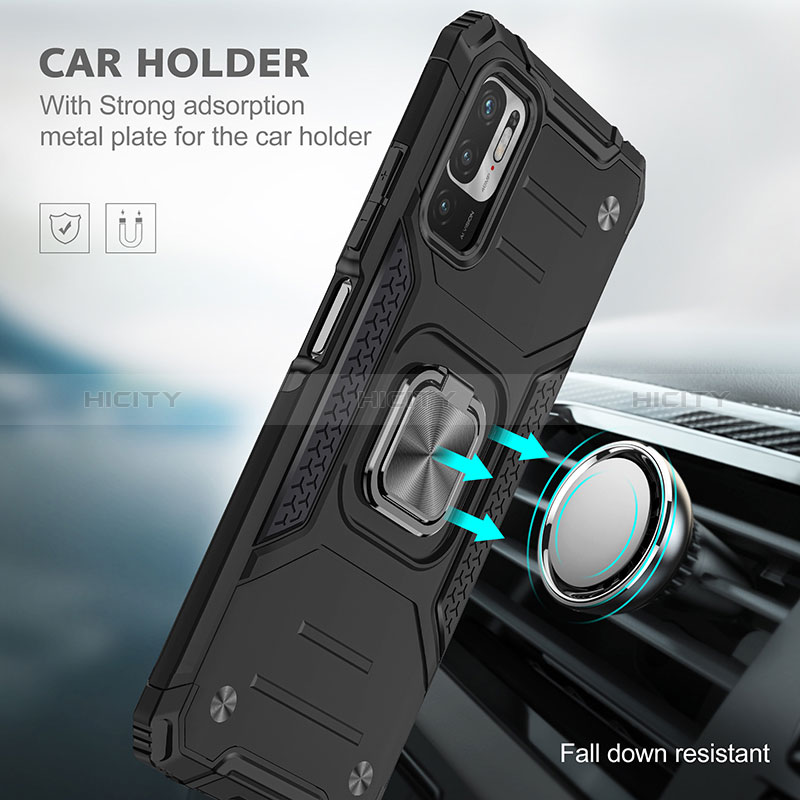 Coque Contour Silicone et Plastique Housse Etui Mat avec Magnetique Support Bague Anneau MQ1 pour Xiaomi POCO M3 Pro 5G Plus