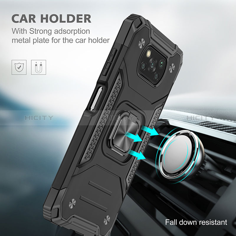 Coque Contour Silicone et Plastique Housse Etui Mat avec Magnetique Support Bague Anneau MQ1 pour Xiaomi Poco X3 Plus