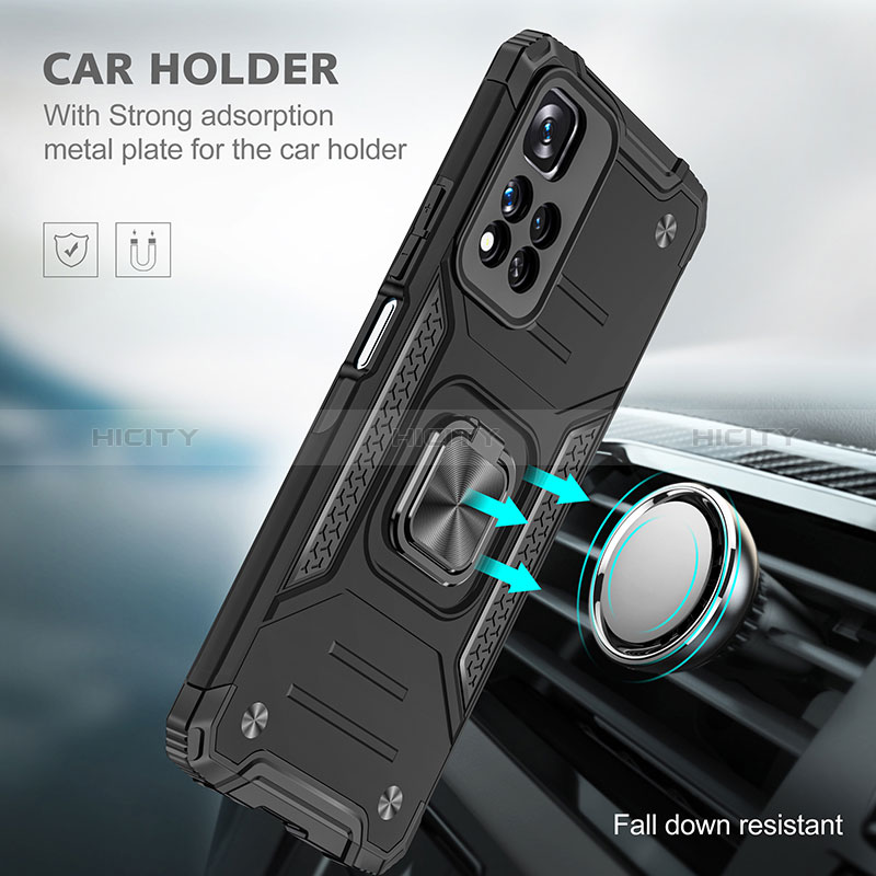 Coque Contour Silicone et Plastique Housse Etui Mat avec Magnetique Support Bague Anneau MQ1 pour Xiaomi Poco X4 NFC Plus