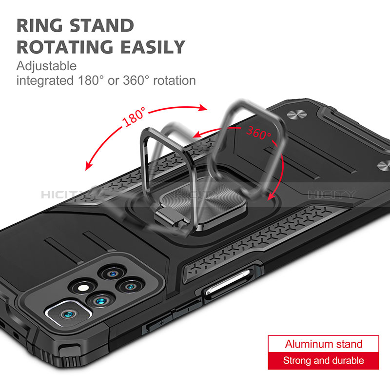 Coque Contour Silicone et Plastique Housse Etui Mat avec Magnetique Support Bague Anneau MQ1 pour Xiaomi Redmi 10 (2022) Plus