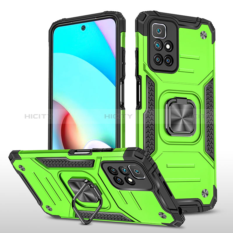 Coque Contour Silicone et Plastique Housse Etui Mat avec Magnetique Support Bague Anneau MQ1 pour Xiaomi Redmi 10 (2022) Plus