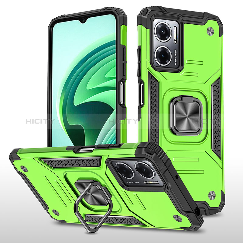 Coque Contour Silicone et Plastique Housse Etui Mat avec Magnetique Support Bague Anneau MQ1 pour Xiaomi Redmi 10 5G Vert Plus