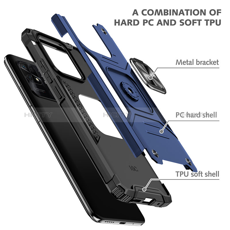 Coque Contour Silicone et Plastique Housse Etui Mat avec Magnetique Support Bague Anneau MQ1 pour Xiaomi Redmi 10C 4G Plus