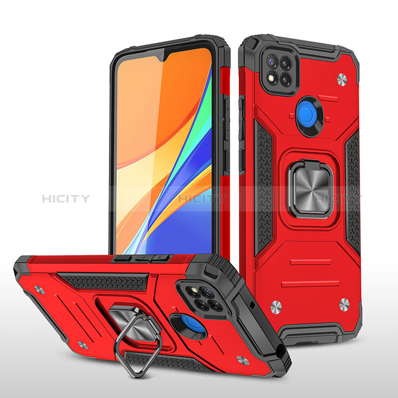 Coque Contour Silicone et Plastique Housse Etui Mat avec Magnetique Support Bague Anneau MQ1 pour Xiaomi Redmi 9 Activ Plus