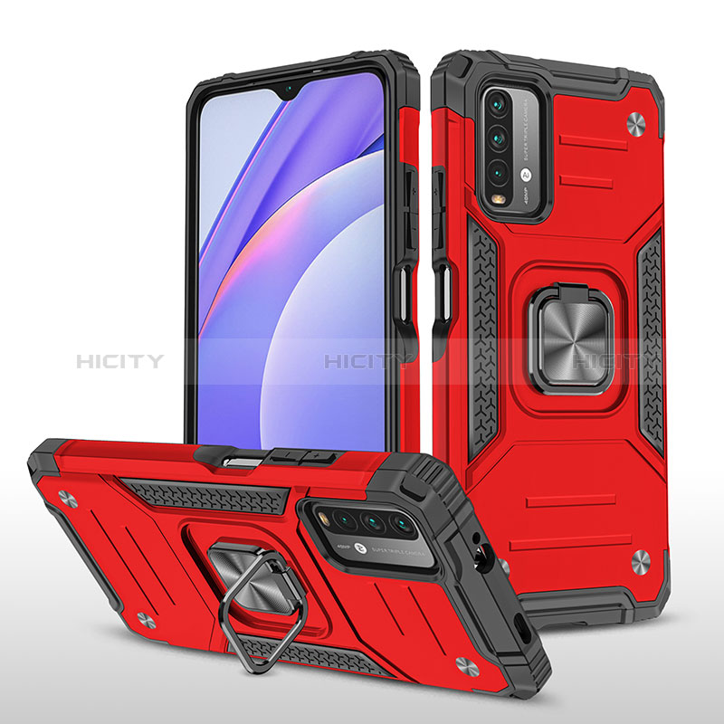 Coque Contour Silicone et Plastique Housse Etui Mat avec Magnetique Support Bague Anneau MQ1 pour Xiaomi Redmi 9 Power Plus