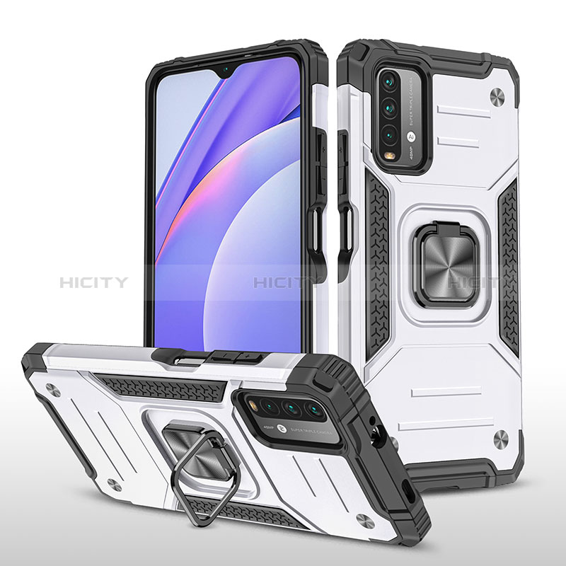 Coque Contour Silicone et Plastique Housse Etui Mat avec Magnetique Support Bague Anneau MQ1 pour Xiaomi Redmi 9 Power Plus