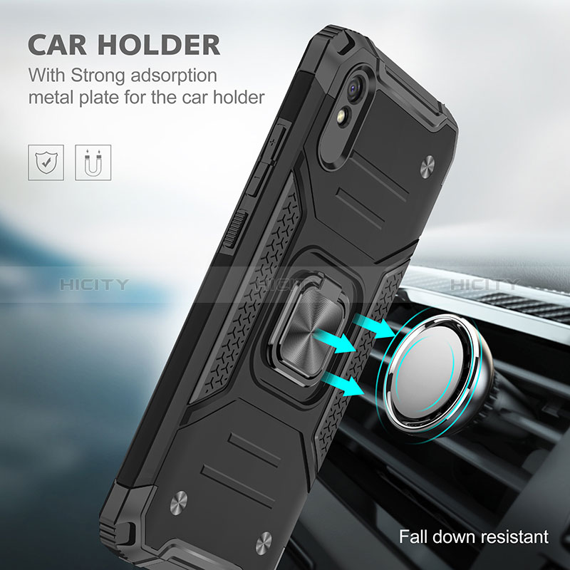 Coque Contour Silicone et Plastique Housse Etui Mat avec Magnetique Support Bague Anneau MQ1 pour Xiaomi Redmi 9A Plus