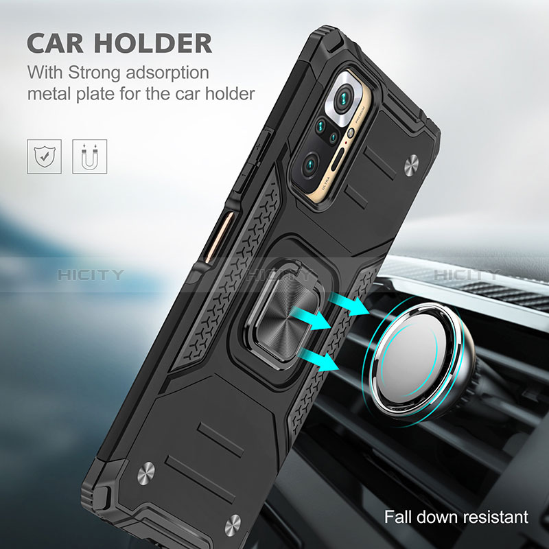 Coque Contour Silicone et Plastique Housse Etui Mat avec Magnetique Support Bague Anneau MQ1 pour Xiaomi Redmi Note 10 Pro Max Plus