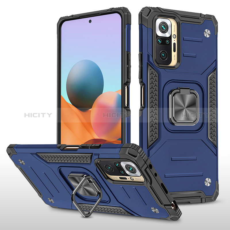 Coque Contour Silicone et Plastique Housse Etui Mat avec Magnetique Support Bague Anneau MQ1 pour Xiaomi Redmi Note 10 Pro Max Plus