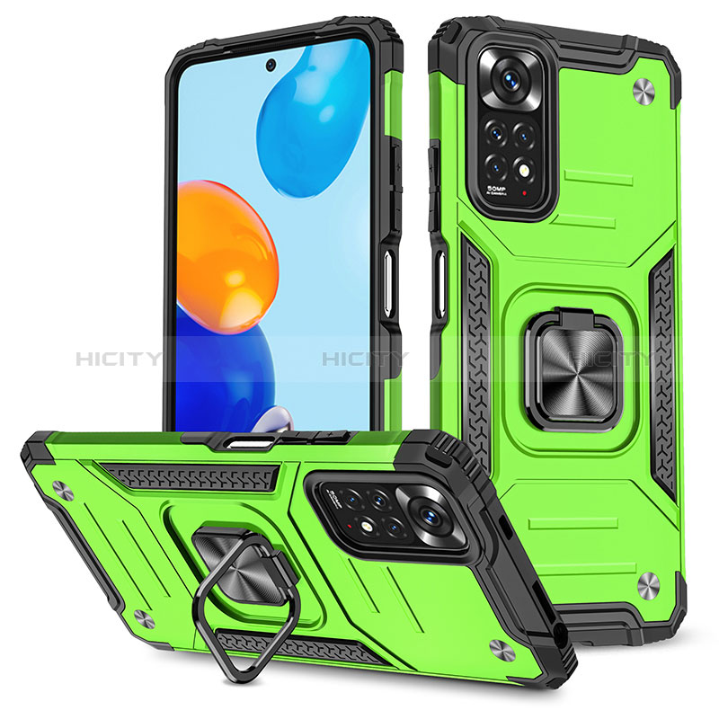 Coque Contour Silicone et Plastique Housse Etui Mat avec Magnetique Support Bague Anneau MQ1 pour Xiaomi Redmi Note 11 4G (2022) Plus