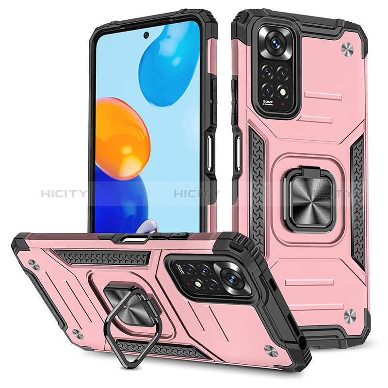 Coque Contour Silicone et Plastique Housse Etui Mat avec Magnetique Support Bague Anneau MQ1 pour Xiaomi Redmi Note 11 4G (2022) Plus