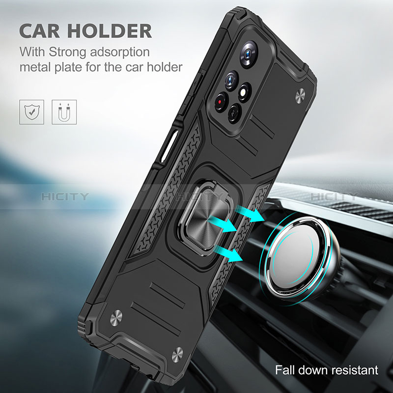 Coque Contour Silicone et Plastique Housse Etui Mat avec Magnetique Support Bague Anneau MQ1 pour Xiaomi Redmi Note 11S 5G Plus