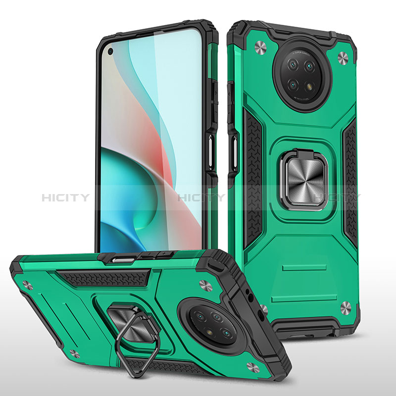 Coque Contour Silicone et Plastique Housse Etui Mat avec Magnetique Support Bague Anneau MQ1 pour Xiaomi Redmi Note 9 5G Plus