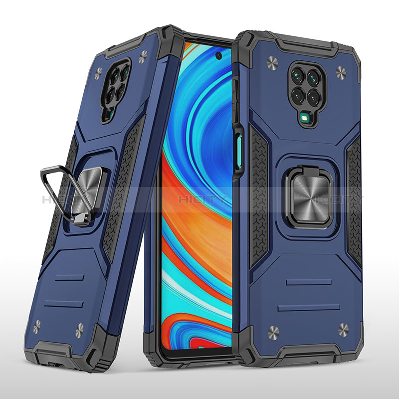 Coque Contour Silicone et Plastique Housse Etui Mat avec Magnetique Support Bague Anneau MQ1 pour Xiaomi Redmi Note 9 Pro Max Plus