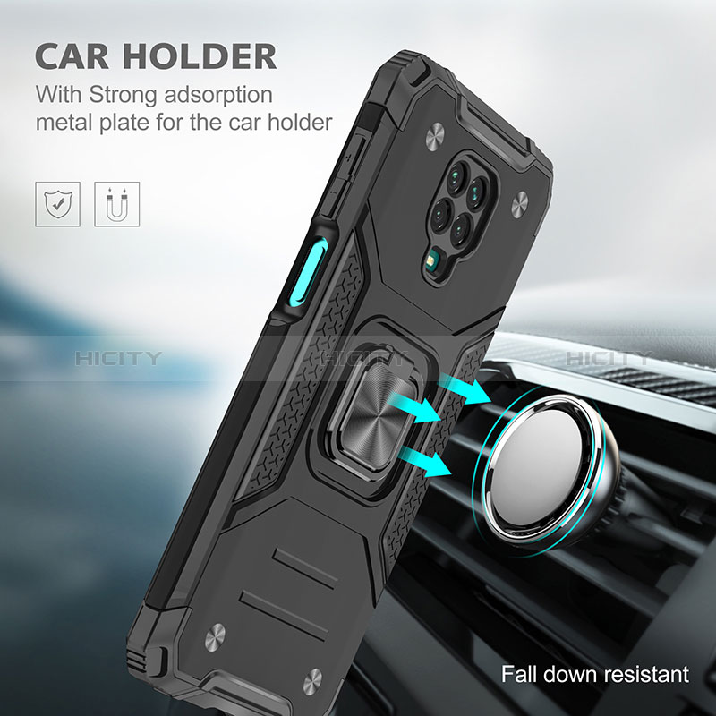 Coque Contour Silicone et Plastique Housse Etui Mat avec Magnetique Support Bague Anneau MQ1 pour Xiaomi Redmi Note 9 Pro Plus