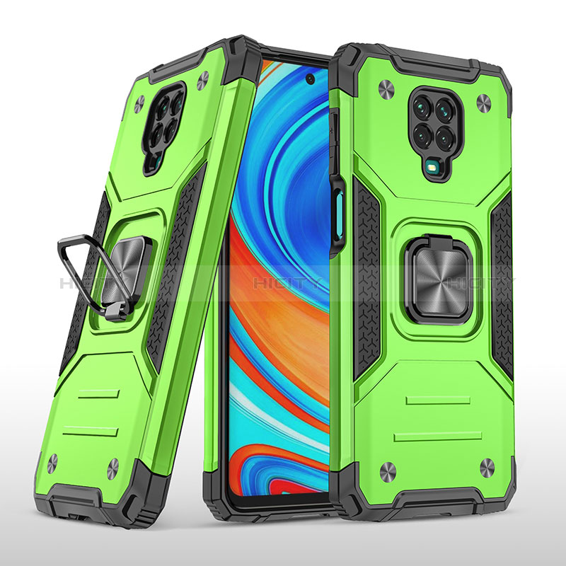 Coque Contour Silicone et Plastique Housse Etui Mat avec Magnetique Support Bague Anneau MQ1 pour Xiaomi Redmi Note 9 Pro Plus