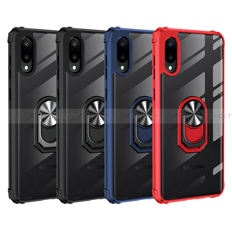 Coque Contour Silicone et Plastique Housse Etui Mat avec Magnetique Support Bague Anneau MQ2 pour Samsung Galaxy A02 Plus