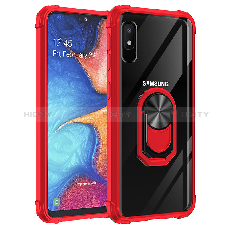 Coque Contour Silicone et Plastique Housse Etui Mat avec Magnetique Support Bague Anneau MQ2 pour Samsung Galaxy A10e Rouge Plus