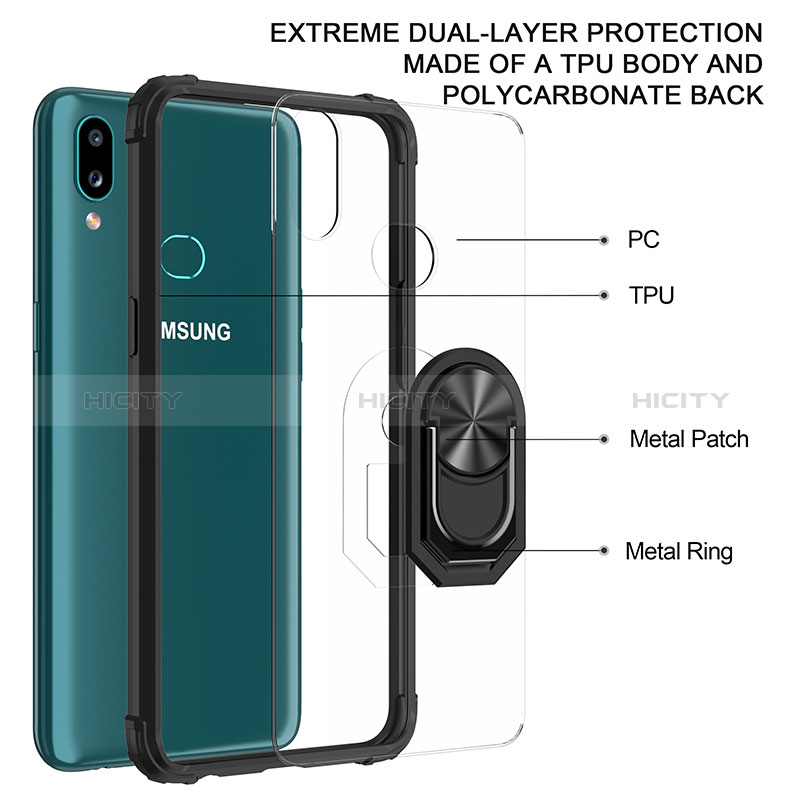 Coque Contour Silicone et Plastique Housse Etui Mat avec Magnetique Support Bague Anneau MQ2 pour Samsung Galaxy A10s Plus