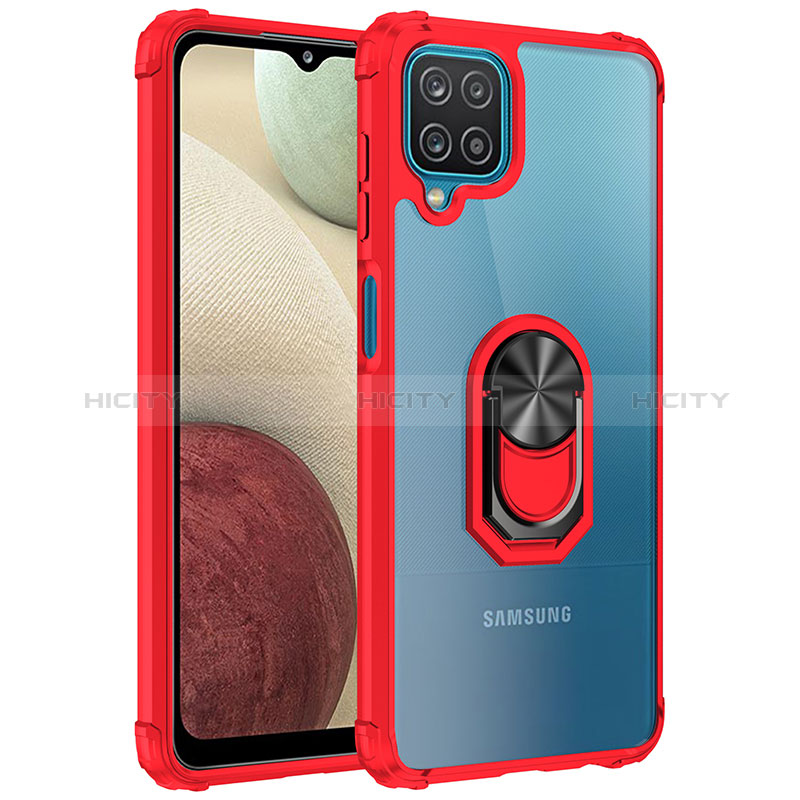 Coque Contour Silicone et Plastique Housse Etui Mat avec Magnetique Support Bague Anneau MQ2 pour Samsung Galaxy A12 Nacho Rouge Plus