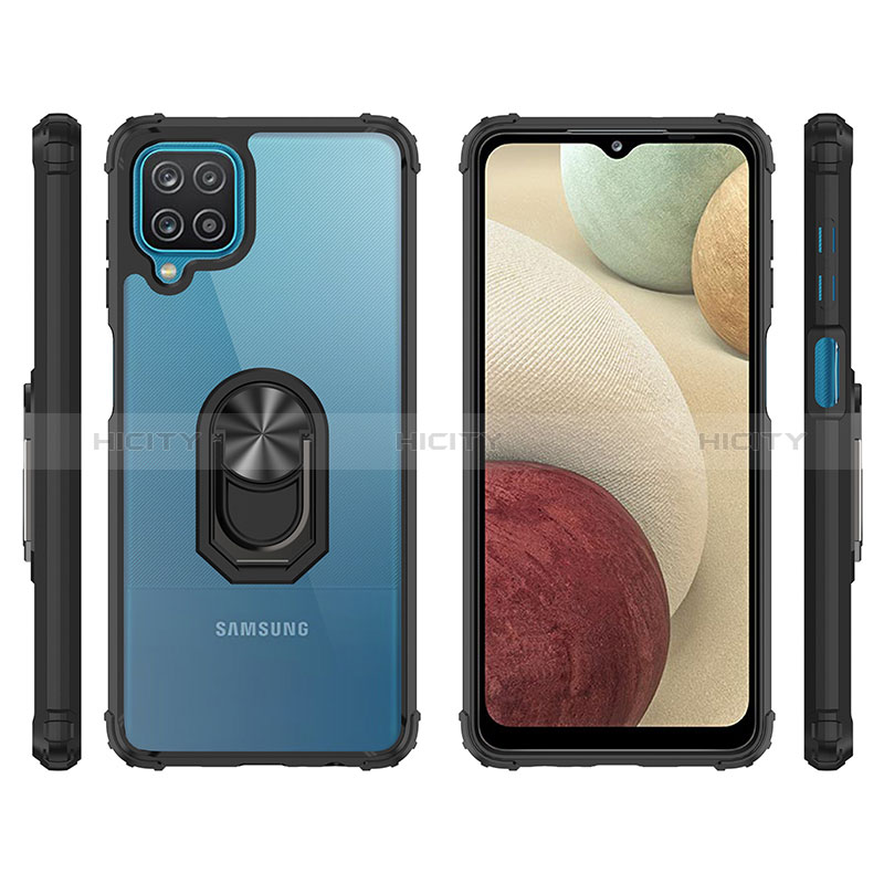 Coque Contour Silicone et Plastique Housse Etui Mat avec Magnetique Support Bague Anneau MQ2 pour Samsung Galaxy A12 Plus