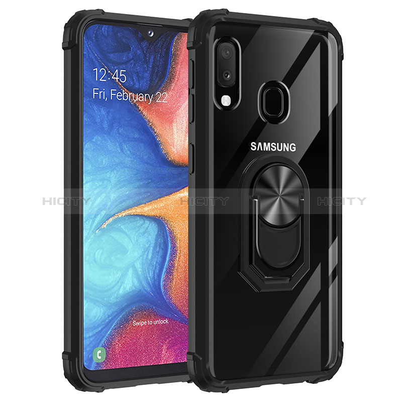 Coque Contour Silicone et Plastique Housse Etui Mat avec Magnetique Support Bague Anneau MQ2 pour Samsung Galaxy A20e Noir Plus