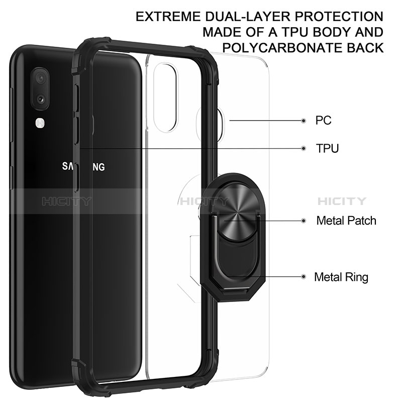 Coque Contour Silicone et Plastique Housse Etui Mat avec Magnetique Support Bague Anneau MQ2 pour Samsung Galaxy A20e Plus