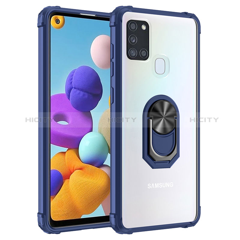 Coque Contour Silicone et Plastique Housse Etui Mat avec Magnetique Support Bague Anneau MQ2 pour Samsung Galaxy A21s Plus