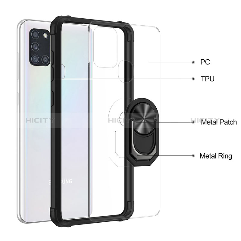 Coque Contour Silicone et Plastique Housse Etui Mat avec Magnetique Support Bague Anneau MQ2 pour Samsung Galaxy A21s Plus