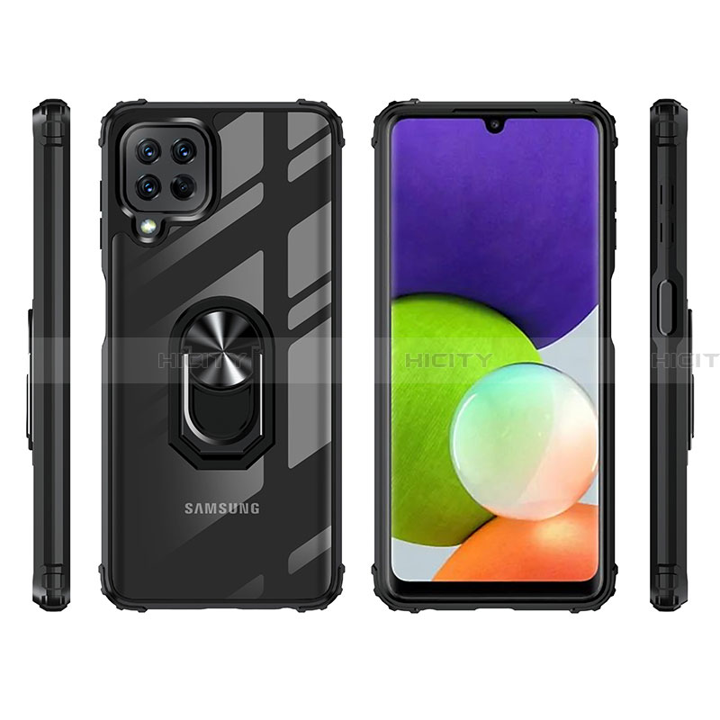 Coque Contour Silicone et Plastique Housse Etui Mat avec Magnetique Support Bague Anneau MQ2 pour Samsung Galaxy A22 4G Plus