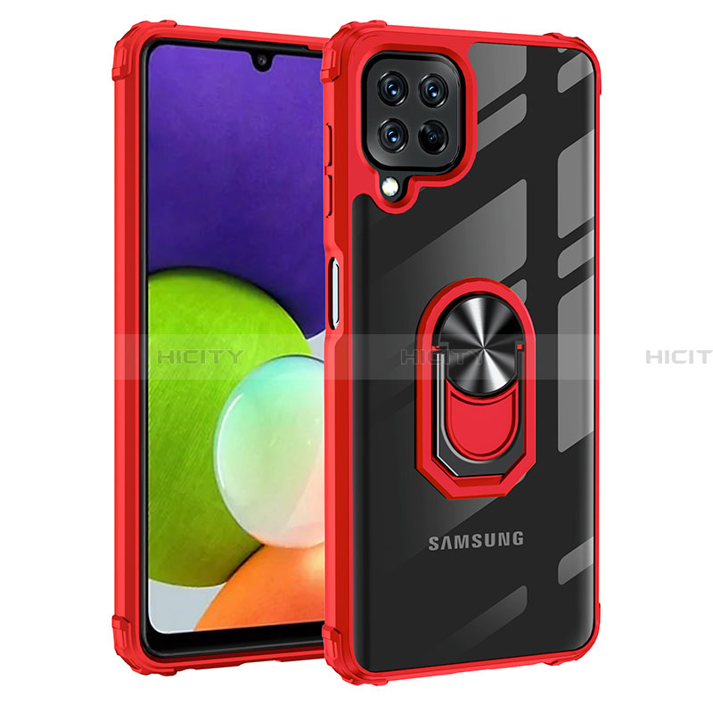 Coque Contour Silicone et Plastique Housse Etui Mat avec Magnetique Support Bague Anneau MQ2 pour Samsung Galaxy A22 4G Rouge Plus