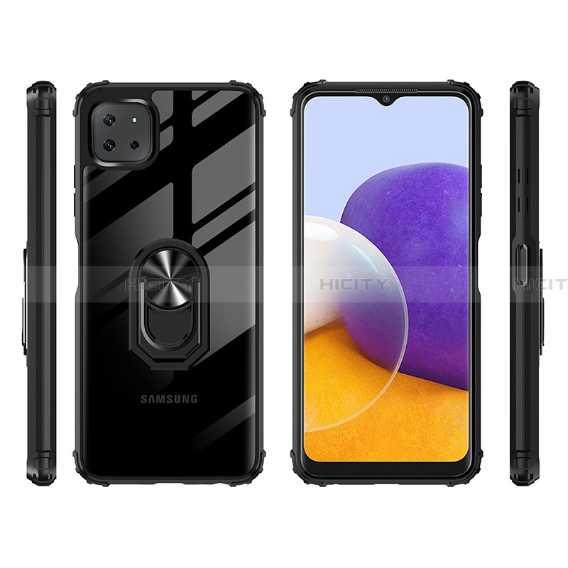 Coque Contour Silicone et Plastique Housse Etui Mat avec Magnetique Support Bague Anneau MQ2 pour Samsung Galaxy A22 5G Plus