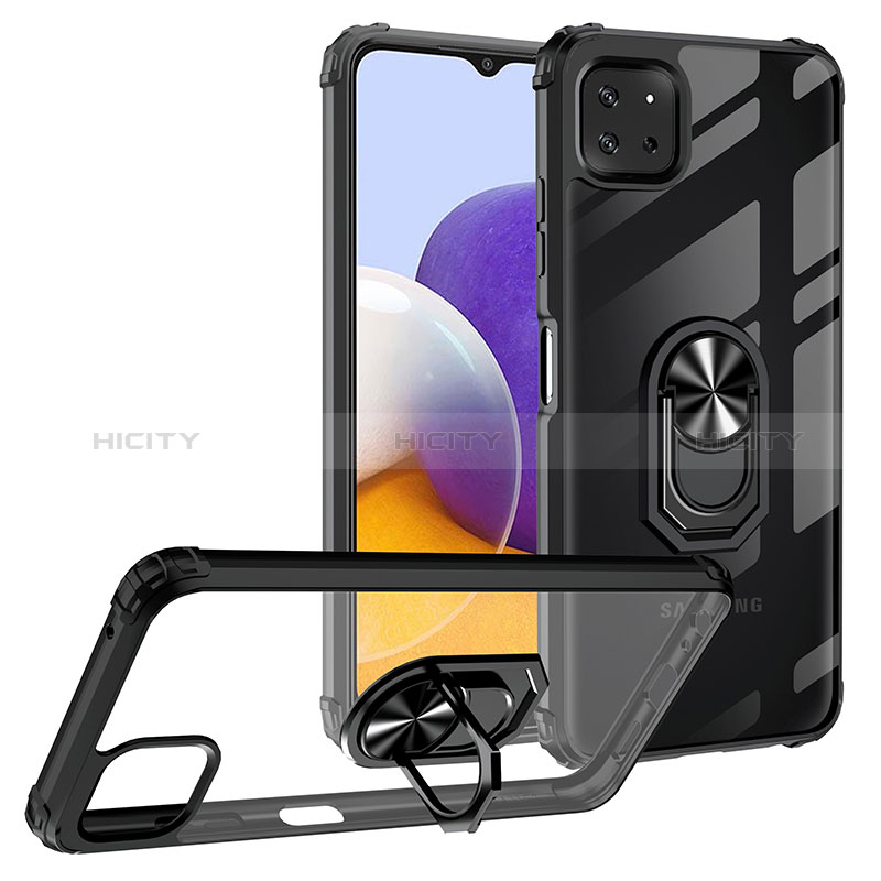 Coque Contour Silicone et Plastique Housse Etui Mat avec Magnetique Support Bague Anneau MQ2 pour Samsung Galaxy A22s 5G Plus