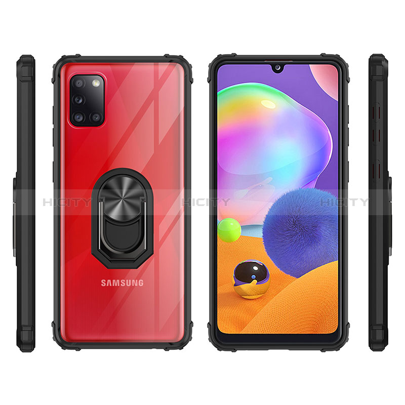 Coque Contour Silicone et Plastique Housse Etui Mat avec Magnetique Support Bague Anneau MQ2 pour Samsung Galaxy A31 Plus