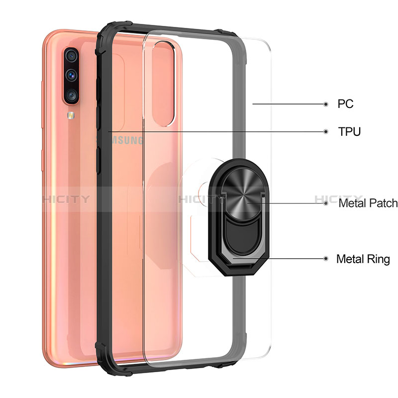 Coque Contour Silicone et Plastique Housse Etui Mat avec Magnetique Support Bague Anneau MQ2 pour Samsung Galaxy A50 Plus