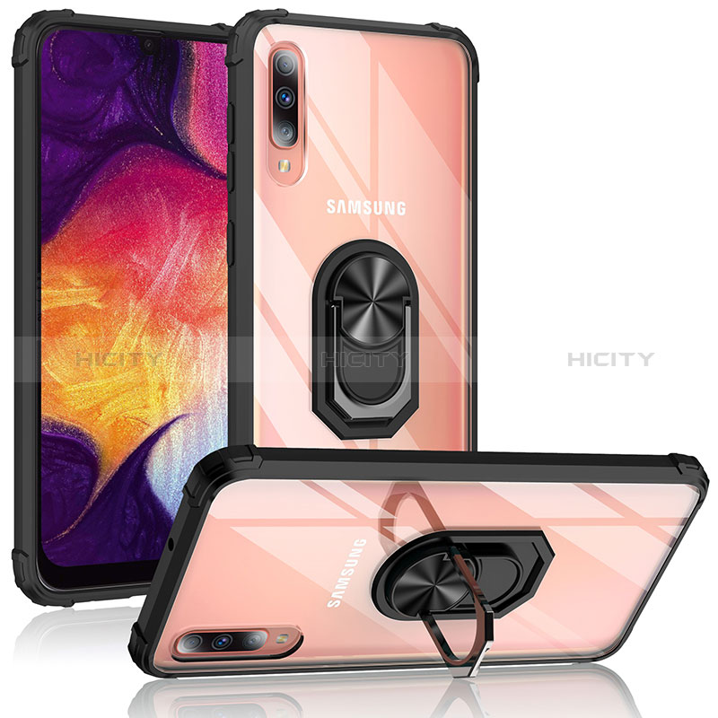 Coque Contour Silicone et Plastique Housse Etui Mat avec Magnetique Support Bague Anneau MQ2 pour Samsung Galaxy A50S Plus