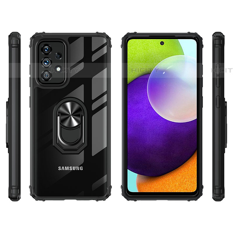 Coque Contour Silicone et Plastique Housse Etui Mat avec Magnetique Support Bague Anneau MQ2 pour Samsung Galaxy A52 4G Plus