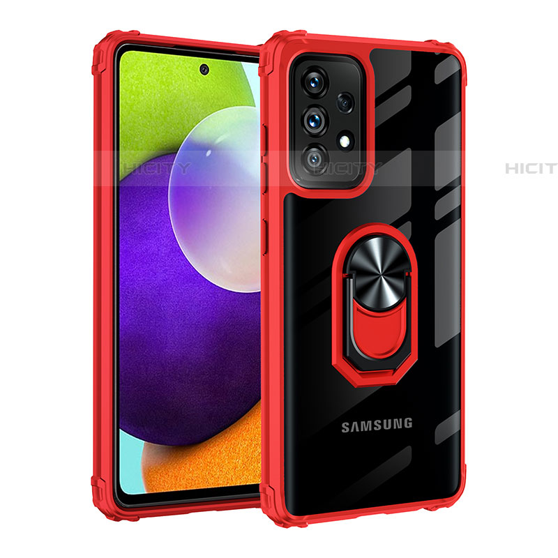 Coque Contour Silicone et Plastique Housse Etui Mat avec Magnetique Support Bague Anneau MQ2 pour Samsung Galaxy A52 5G Rouge Plus