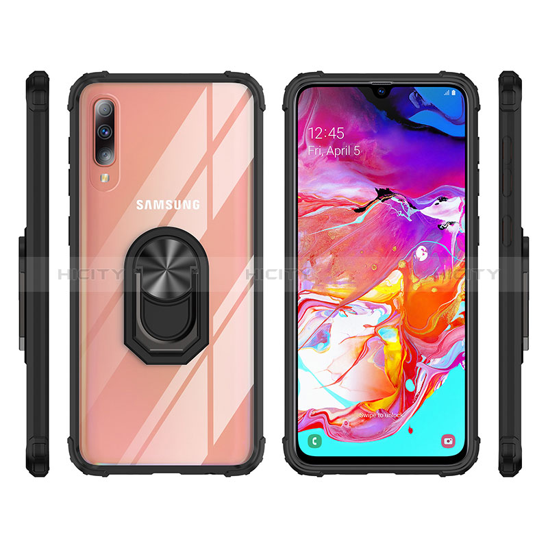 Coque Contour Silicone et Plastique Housse Etui Mat avec Magnetique Support Bague Anneau MQ2 pour Samsung Galaxy A70 Plus