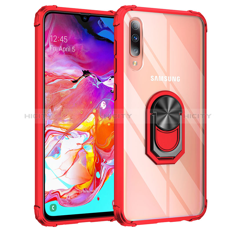 Coque Contour Silicone et Plastique Housse Etui Mat avec Magnetique Support Bague Anneau MQ2 pour Samsung Galaxy A70S Rouge Plus