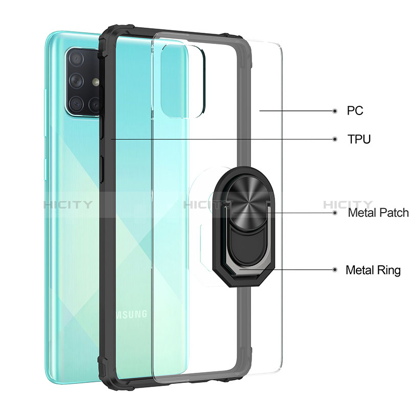 Coque Contour Silicone et Plastique Housse Etui Mat avec Magnetique Support Bague Anneau MQ2 pour Samsung Galaxy A71 5G Plus