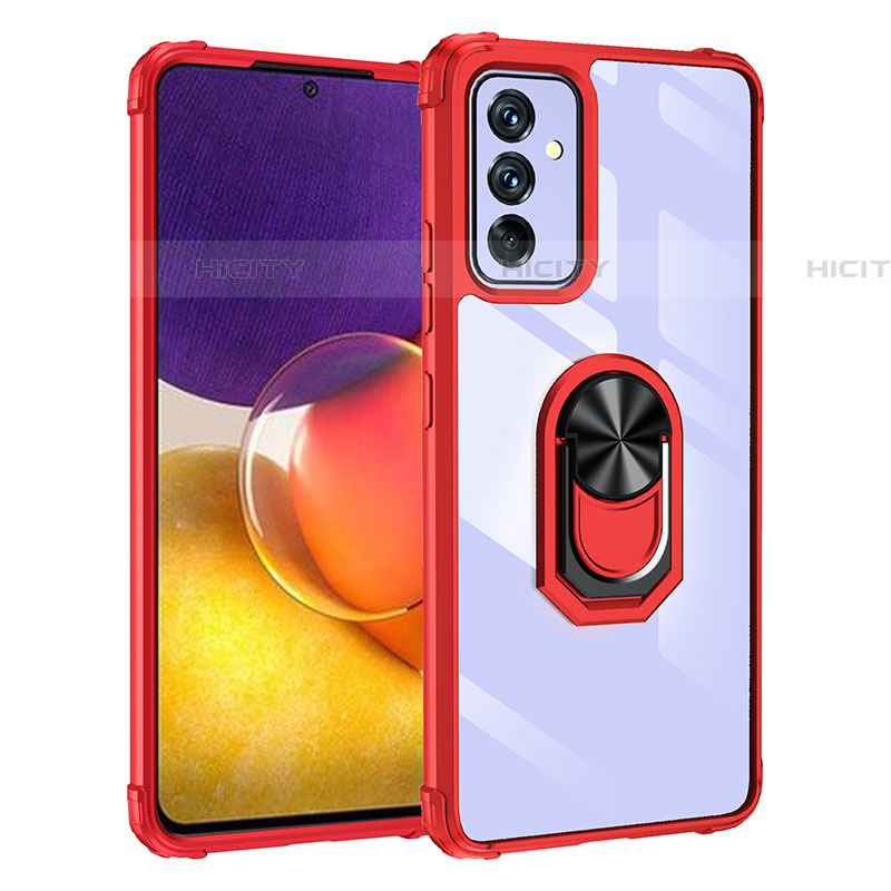 Coque Contour Silicone et Plastique Housse Etui Mat avec Magnetique Support Bague Anneau MQ2 pour Samsung Galaxy A82 5G Rouge Plus