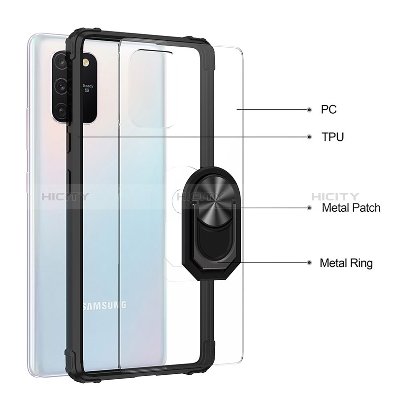 Coque Contour Silicone et Plastique Housse Etui Mat avec Magnetique Support Bague Anneau MQ2 pour Samsung Galaxy A91 Plus