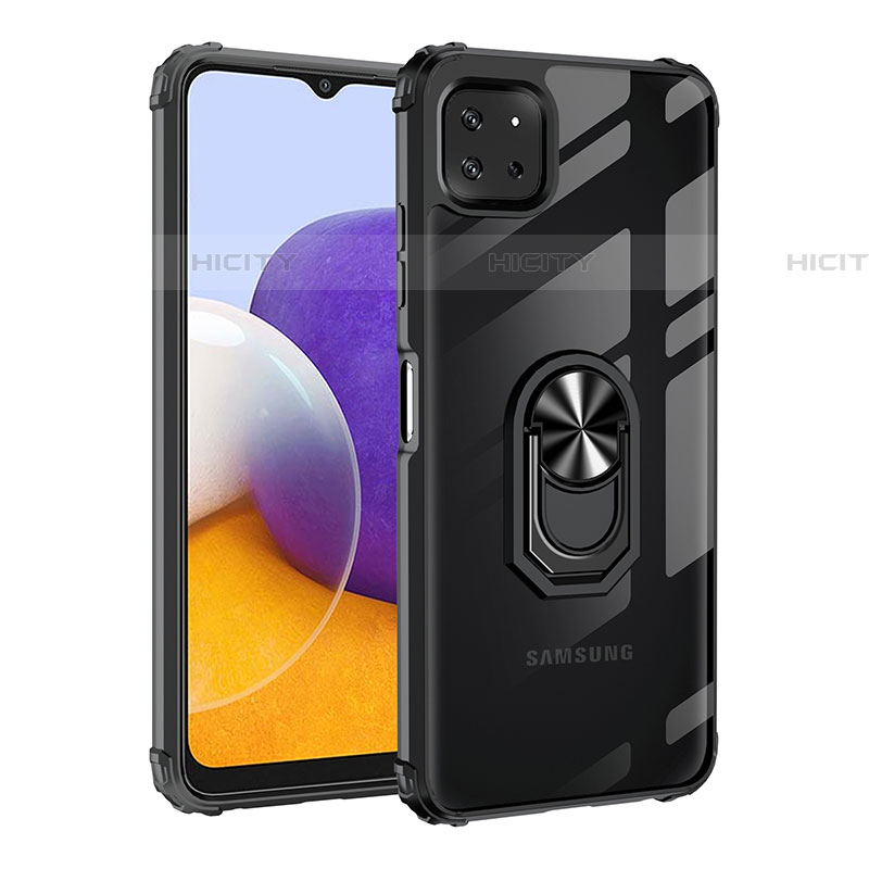 Coque Contour Silicone et Plastique Housse Etui Mat avec Magnetique Support Bague Anneau MQ2 pour Samsung Galaxy F42 5G Noir Plus