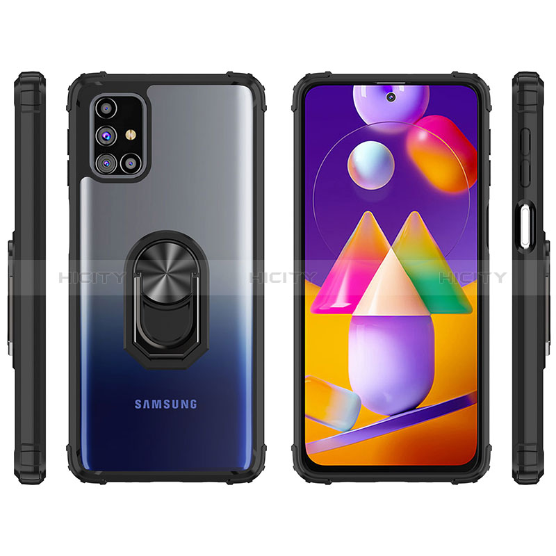 Coque Contour Silicone et Plastique Housse Etui Mat avec Magnetique Support Bague Anneau MQ2 pour Samsung Galaxy M31s Plus