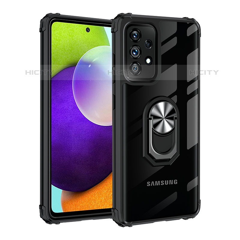 Coque Contour Silicone et Plastique Housse Etui Mat avec Magnetique Support Bague Anneau MQ2 pour Samsung Galaxy M32 5G Argent et Noir Plus