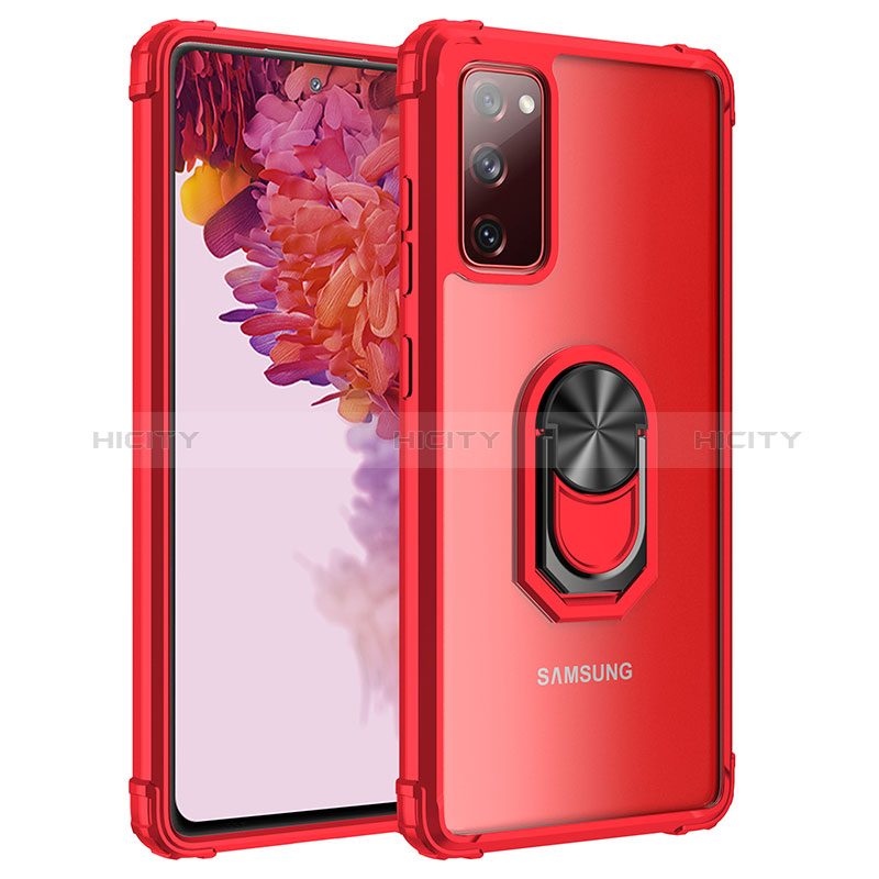 Coque Contour Silicone et Plastique Housse Etui Mat avec Magnetique Support Bague Anneau MQ2 pour Samsung Galaxy S20 FE 5G Rouge Plus