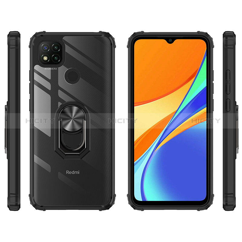 Coque Contour Silicone et Plastique Housse Etui Mat avec Magnetique Support Bague Anneau MQ2 pour Xiaomi POCO C3 Plus