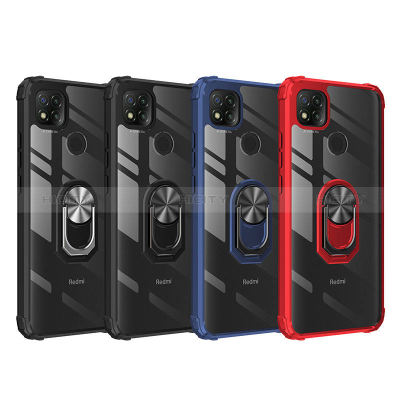 Coque Contour Silicone et Plastique Housse Etui Mat avec Magnetique Support Bague Anneau MQ2 pour Xiaomi POCO C3 Plus